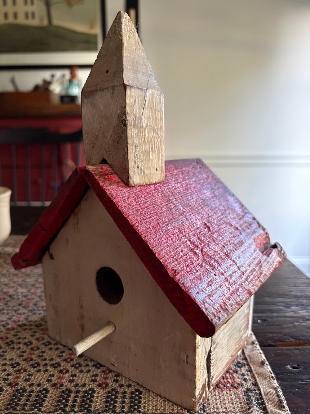 Rustic Red and Natural Wood Decorative Birdhouse